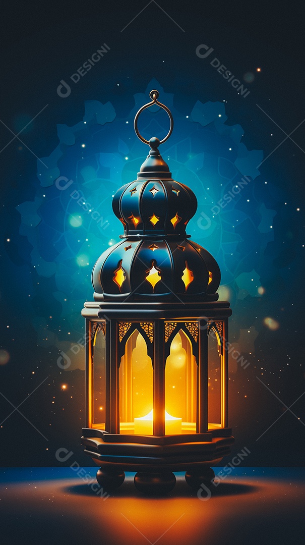 Lanterna árabe da ilustração do fundo da celebração do Ramadã