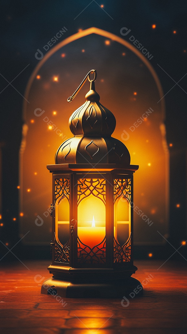 Lanterna árabe da ilustração do fundo da celebração do Ramadã