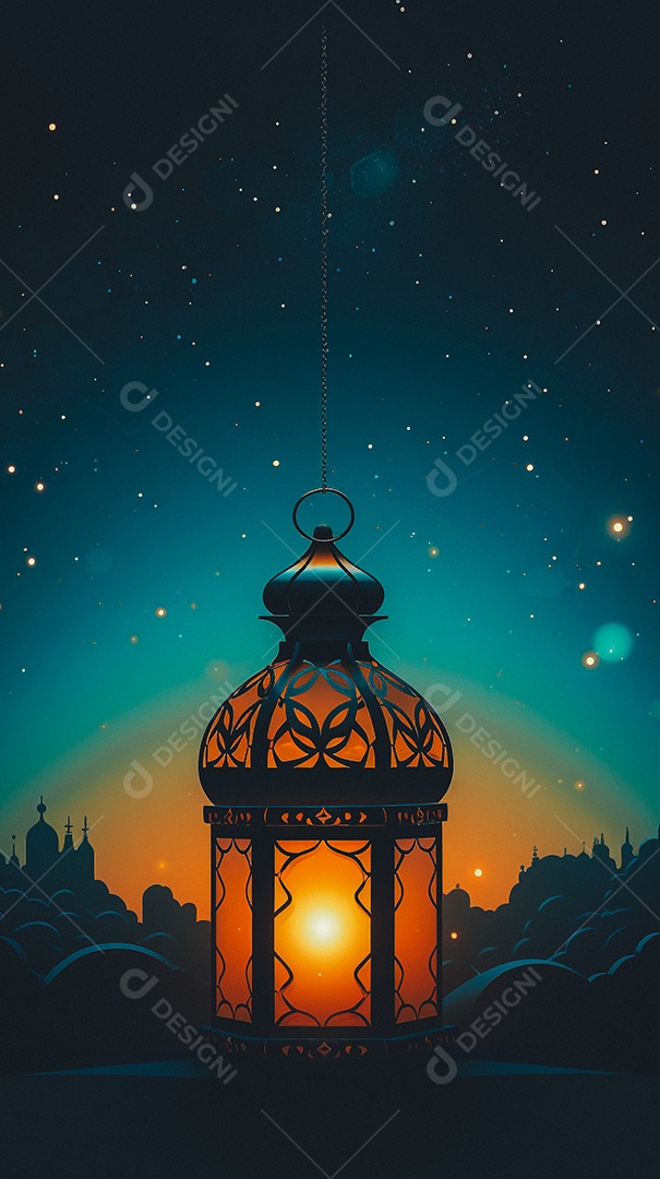 Lanterna árabe da ilustração do fundo da celebração do Ramadã