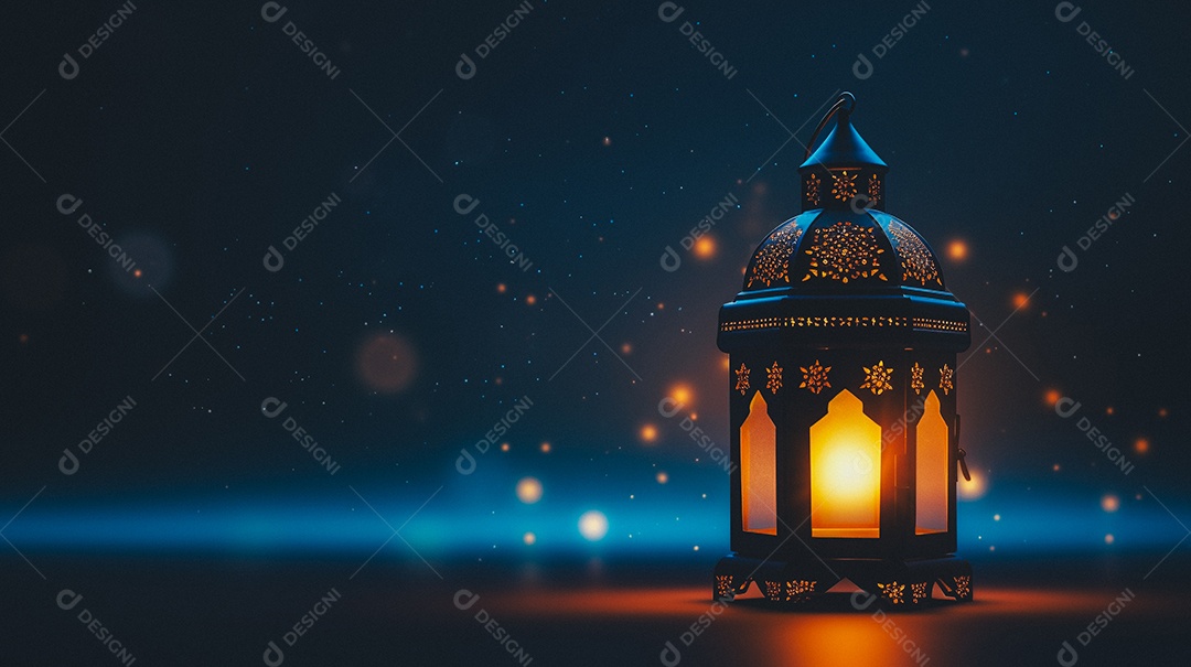 Lanterna árabe da ilustração do fundo da celebração do Ramadã