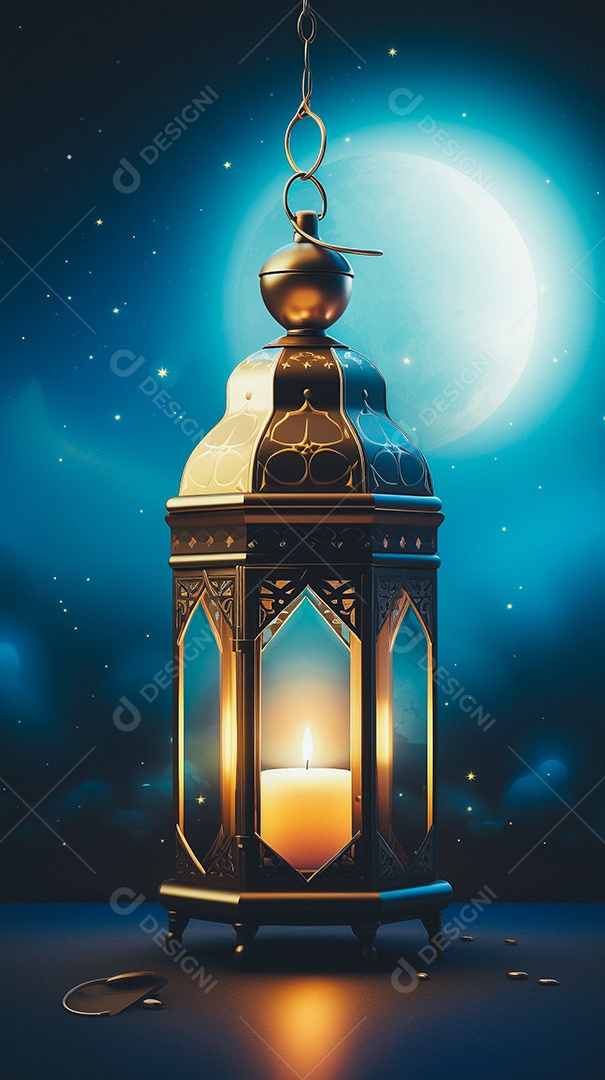 Lanterna árabe da ilustração do fundo da celebração do Ramadã