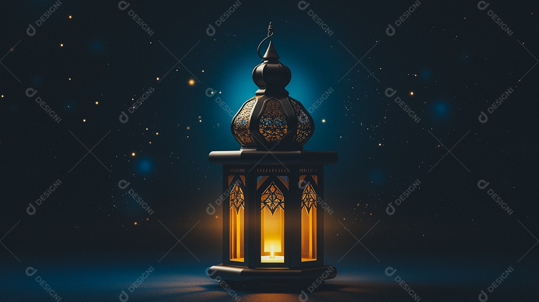 Lanterna árabe da ilustração do fundo da celebração do Ramadã