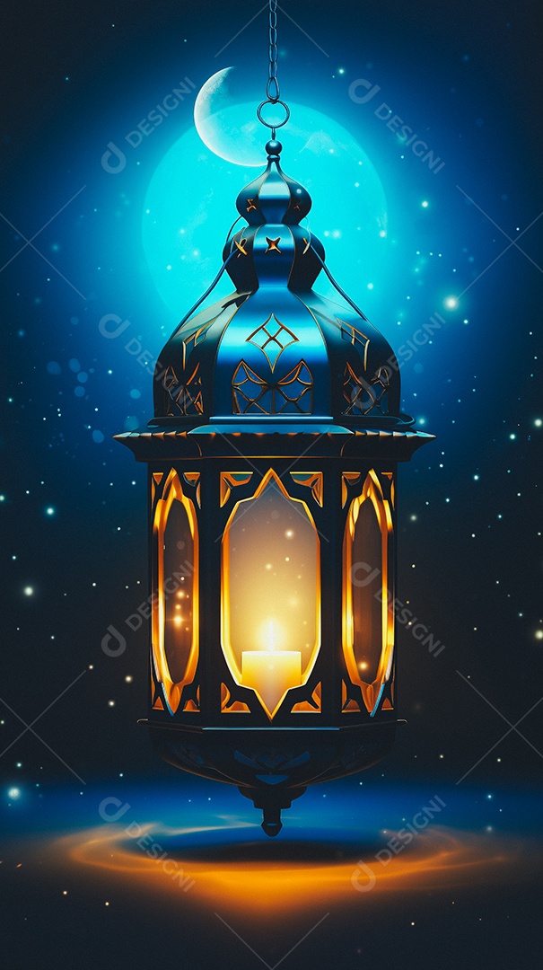 Lanterna árabe da ilustração do fundo da celebração do Ramadã