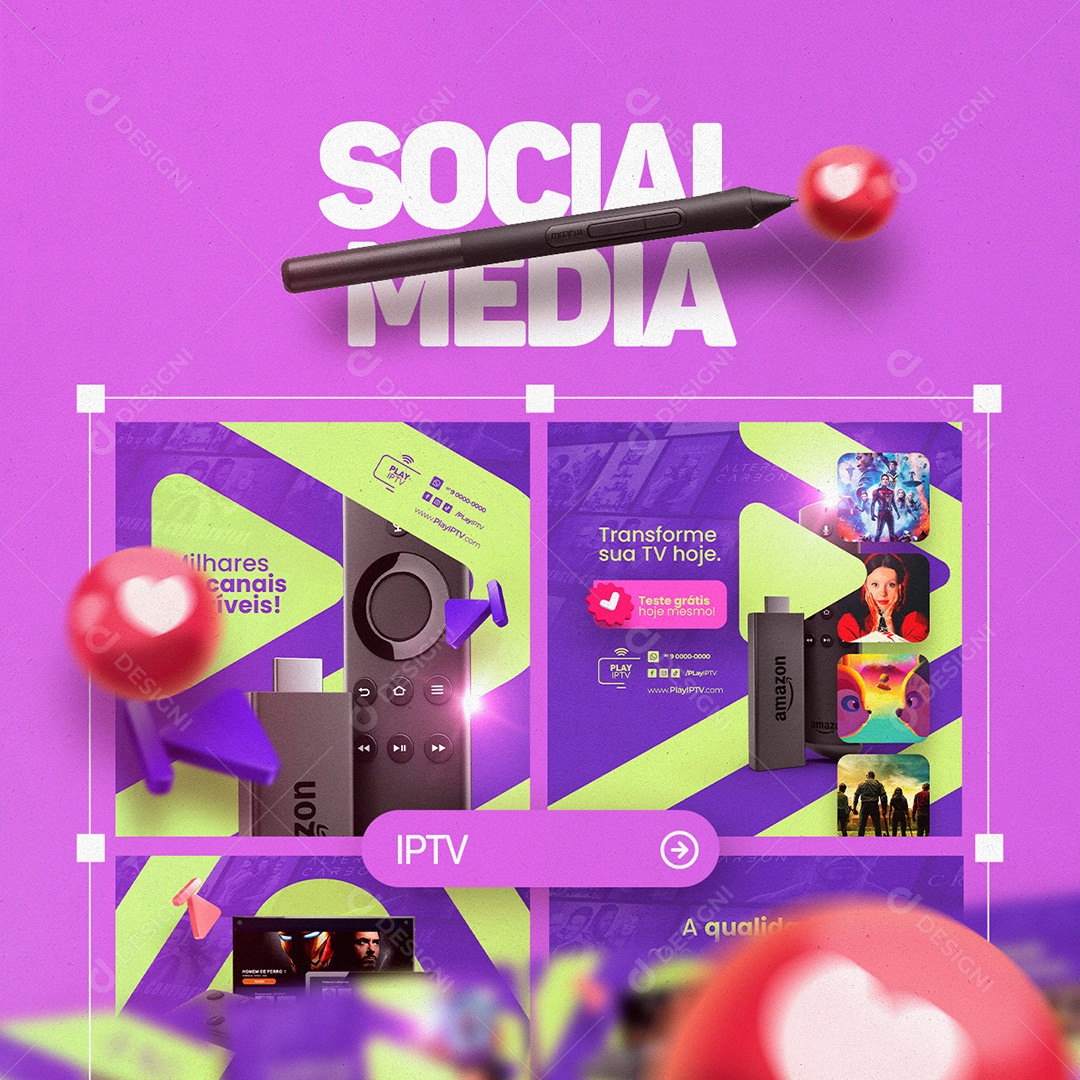 Portfolio IPTV Canais Séries Filmes Social Media PSD Editável