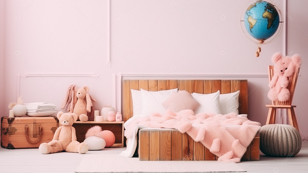 Design de interiores de bebê rosa