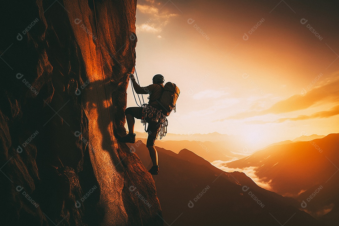 Homem sobre montanha