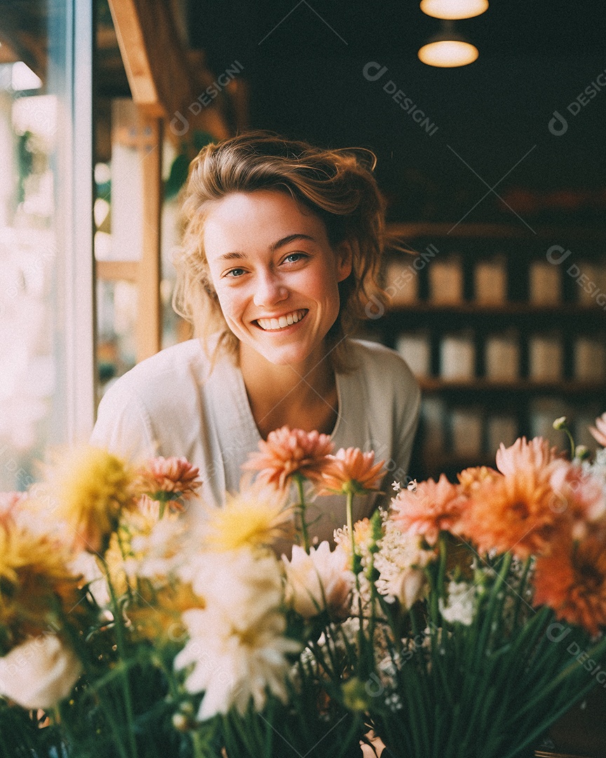 47. woman working at a flower Mulher trabalhando em uma floricultura