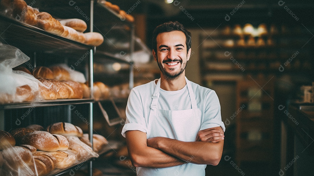 Homem trabalhando em uma padaria