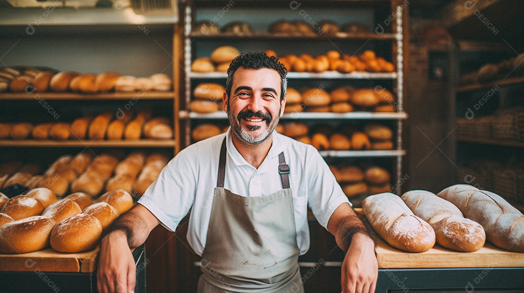 Homem trabalhando em uma padaria