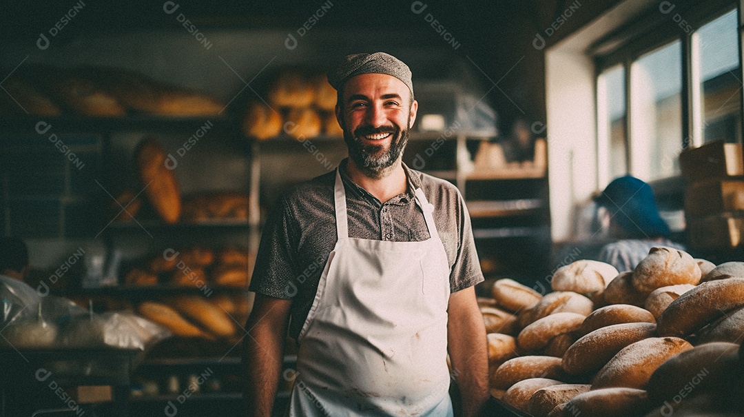 Homem trabalhando em uma padaria