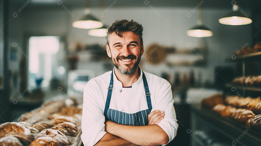 Homem trabalhando em uma padaria