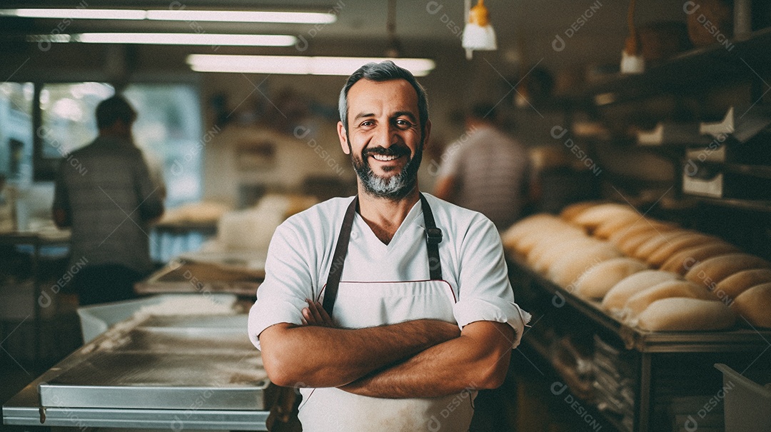 Homem trabalhando em uma padaria