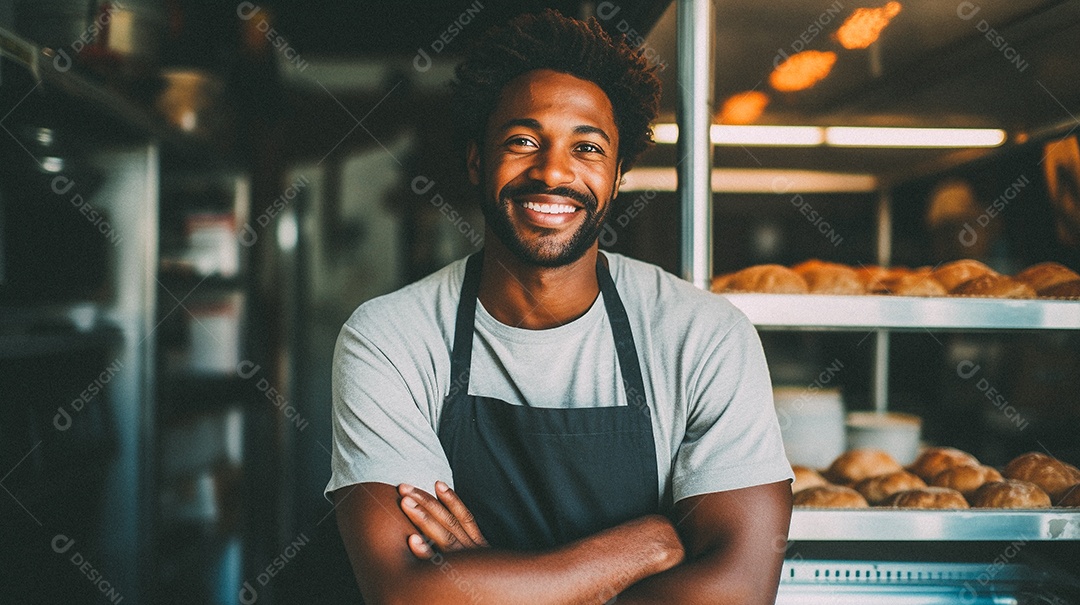 Homem trabalhando em uma padaria