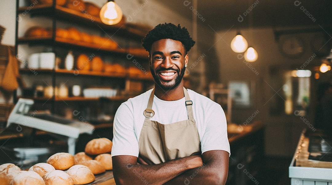 Homem trabalhando em uma padaria