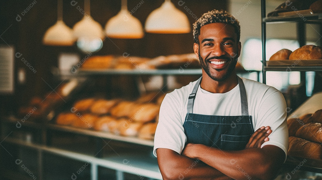 Homem trabalhando em uma padaria
