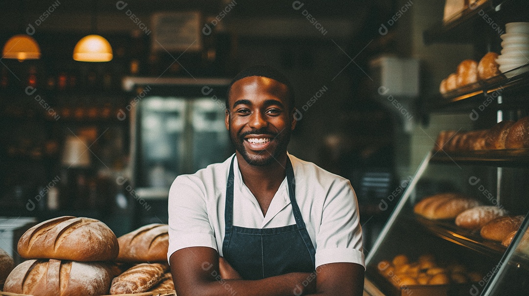 Homem trabalhando em uma padaria
