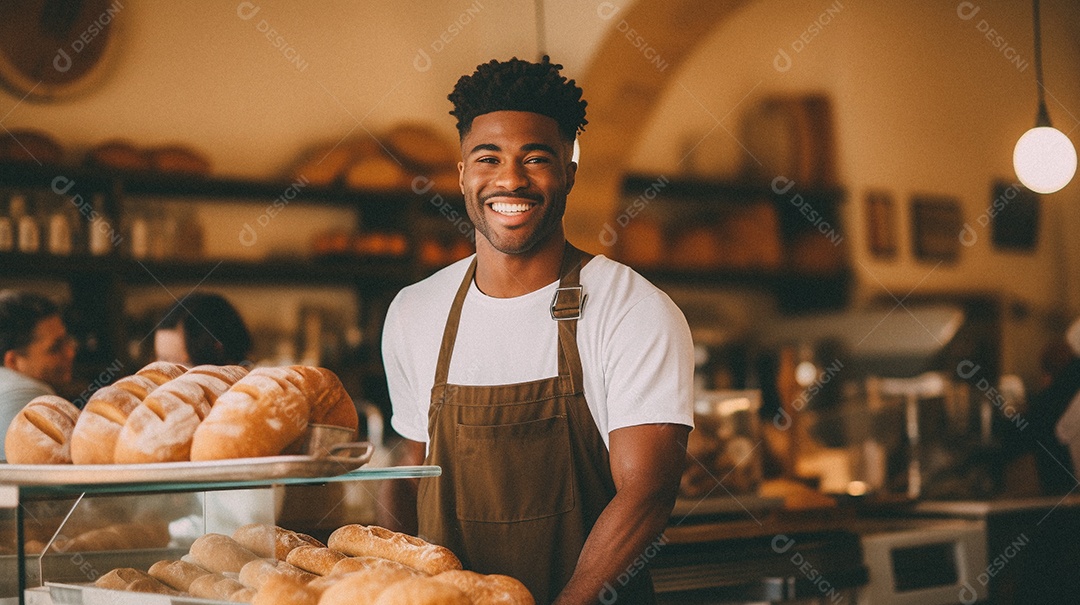 Homem trabalhando em uma padaria