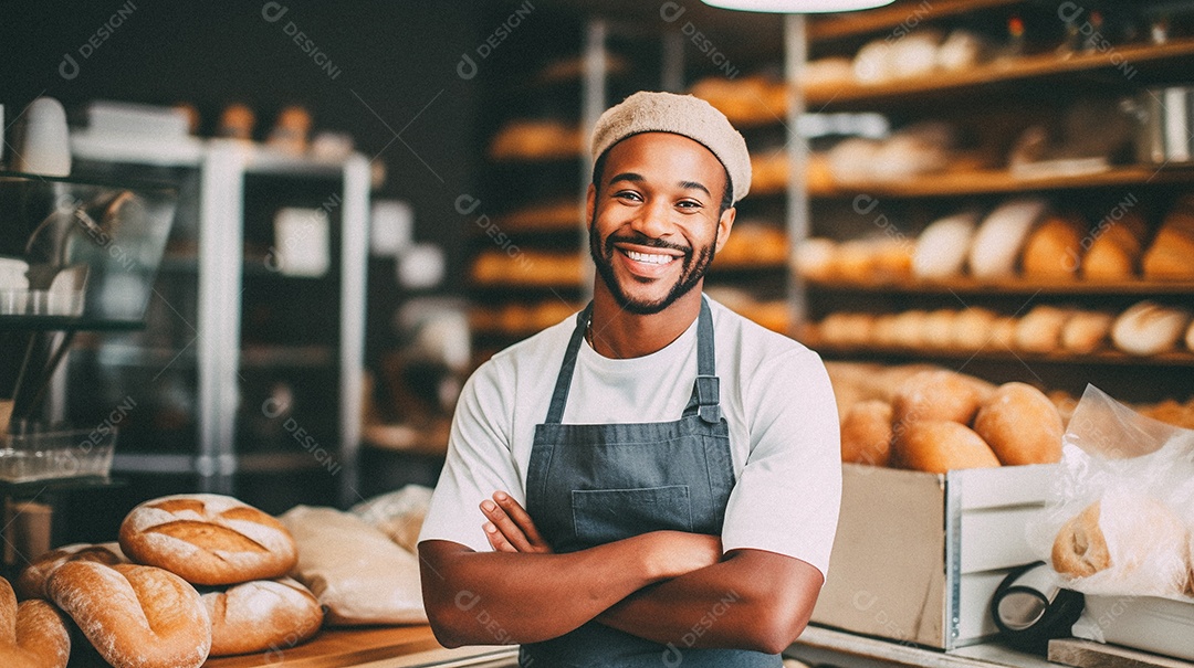 Homem trabalhando em uma padaria