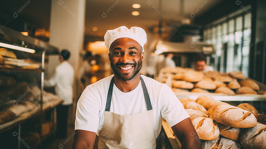 Homem trabalhando em uma padaria