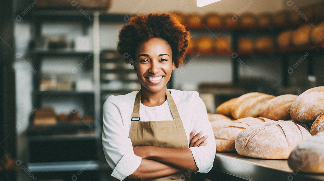 Mulher trabalhando em uma padaria