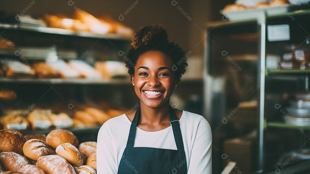 Mulher trabalhando em uma padaria