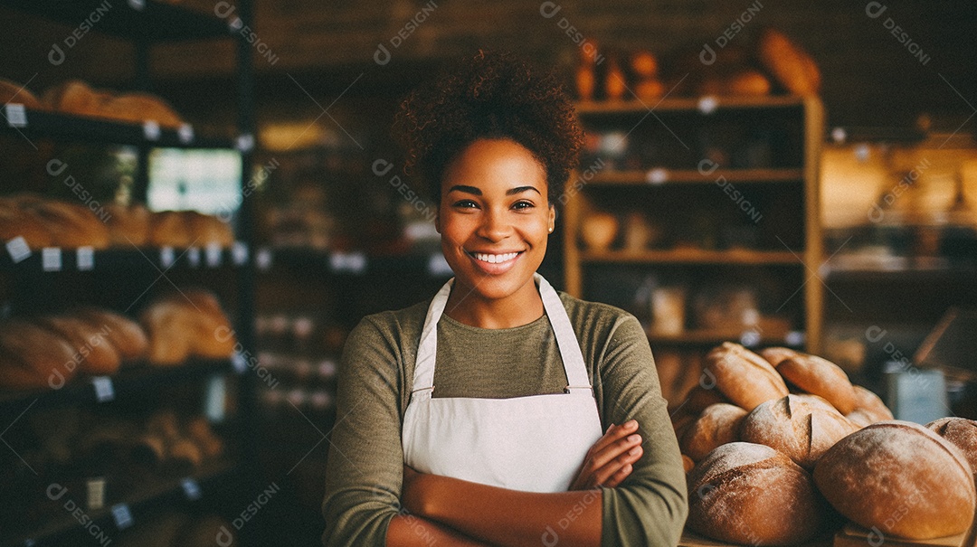 Mulher trabalhando em uma padaria