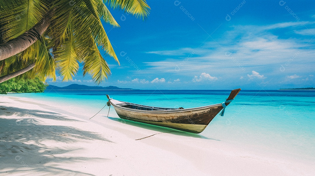 Praia tropical e palmeiras, Maldivas, Oceano Índico