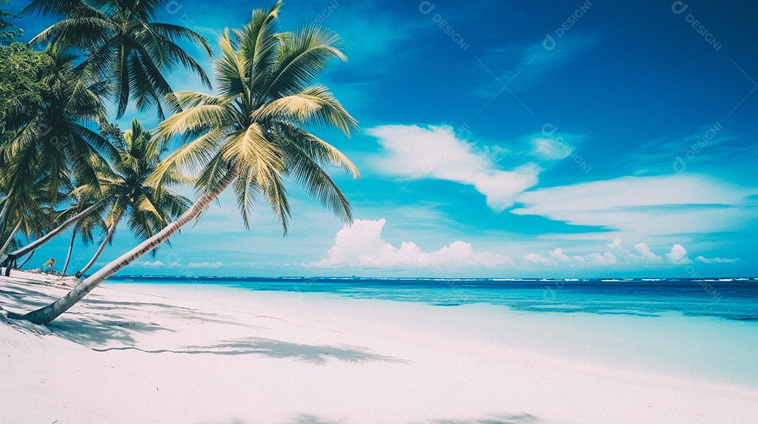 Praia tropical e palmeiras, Maldivas, Oceano Índico