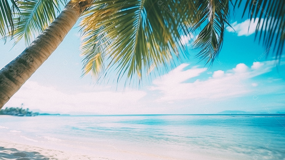 Praia tropical e palmeiras, Maldivas, Oceano Índico