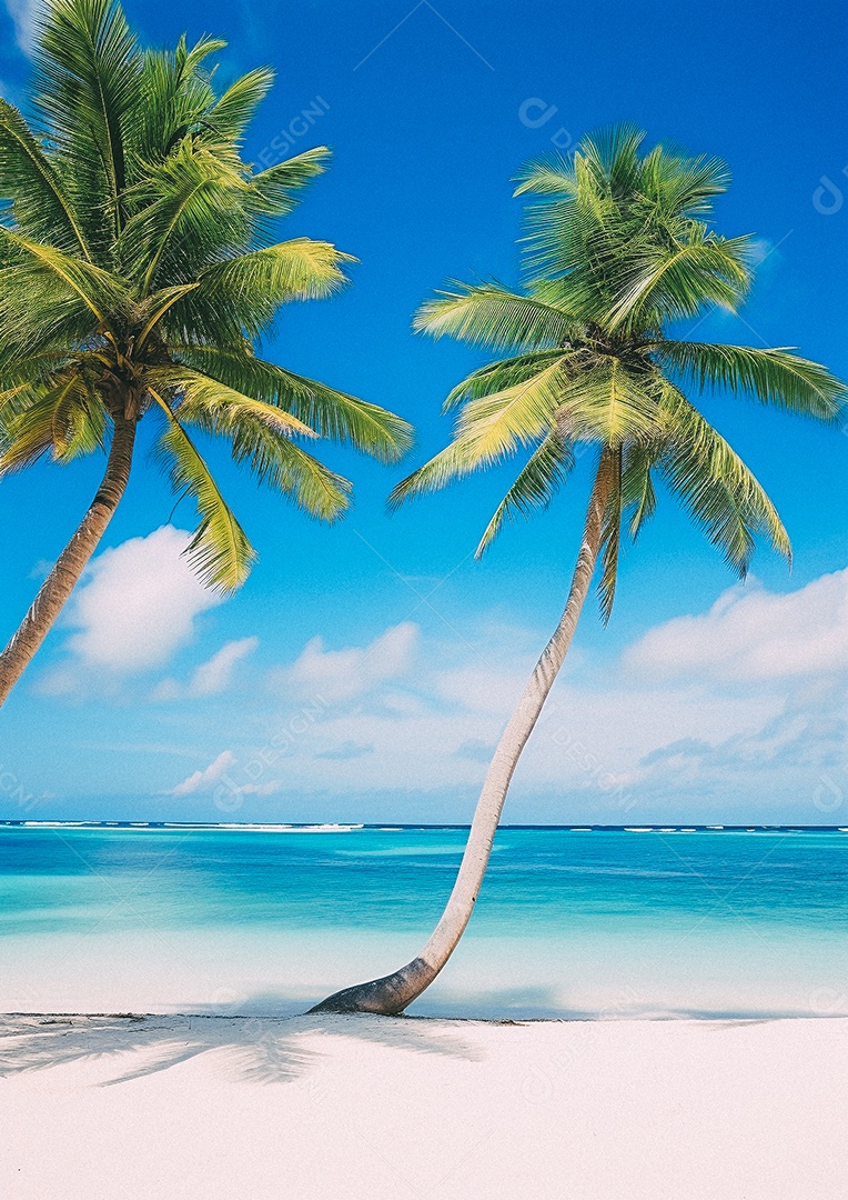 Praia tropical e palmeiras, Maldivas, Oceano Índico