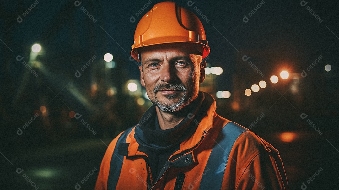 Homem em frente a uma grande fábrica
