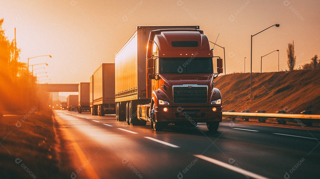 Caminhão dirigindo por uma rodovia