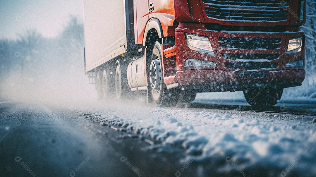Caminhão dirigindo por uma rodovia