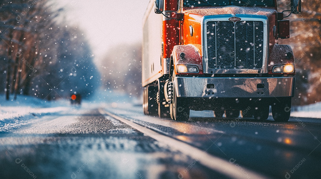 Caminhão dirigindo por uma rodovia