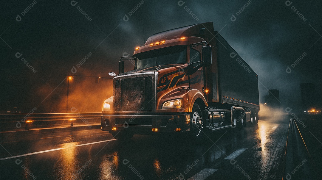 Caminhão dirigindo por uma rodovia