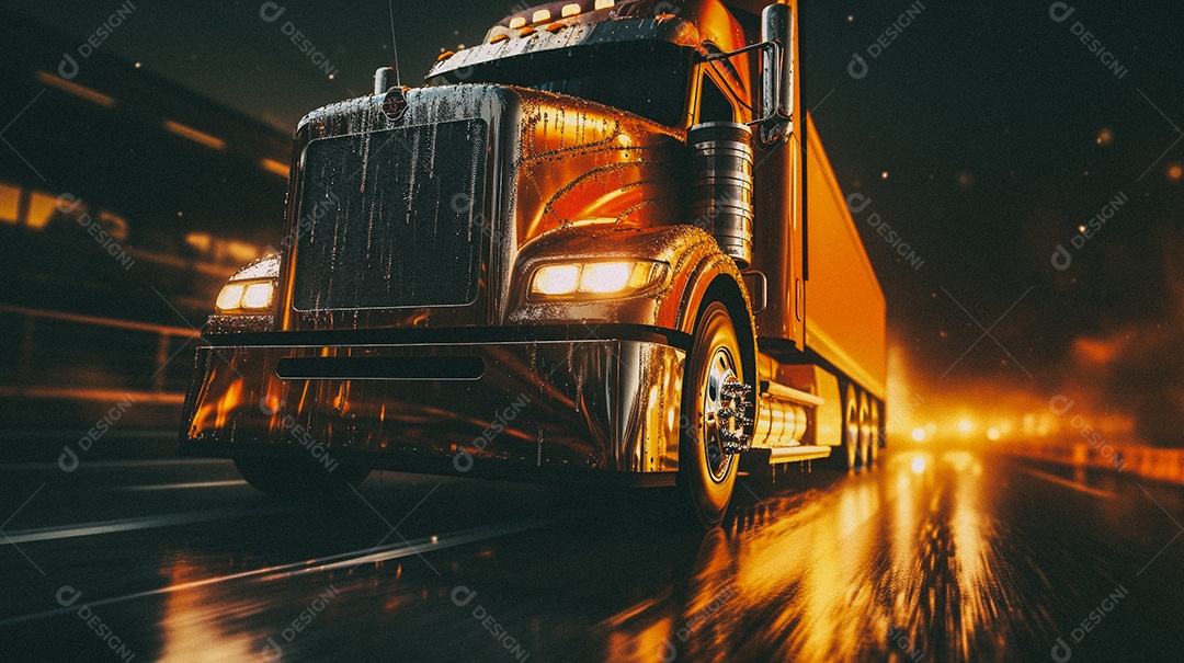 Caminhão dirigindo por uma rodovia