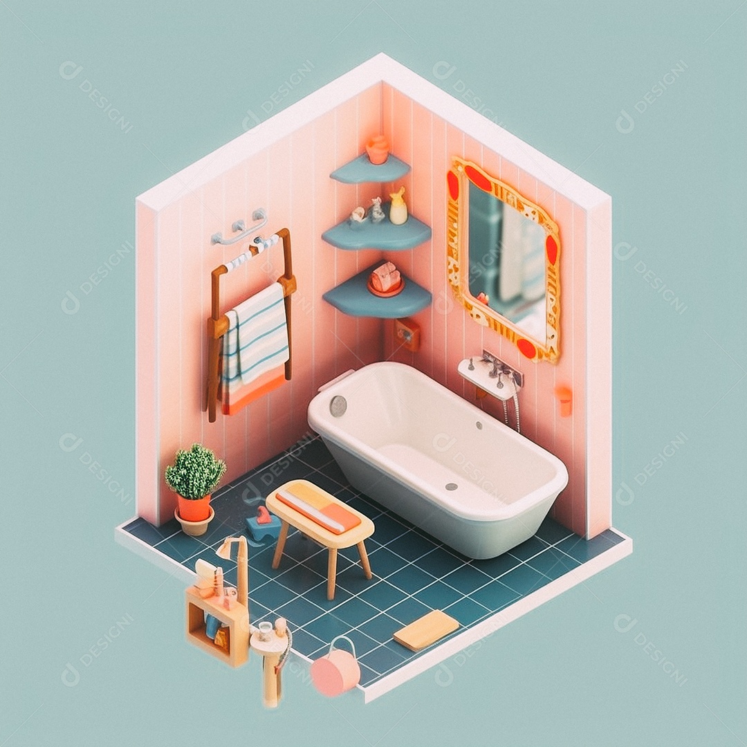Banheiro isométrico fofo Modelo 3D