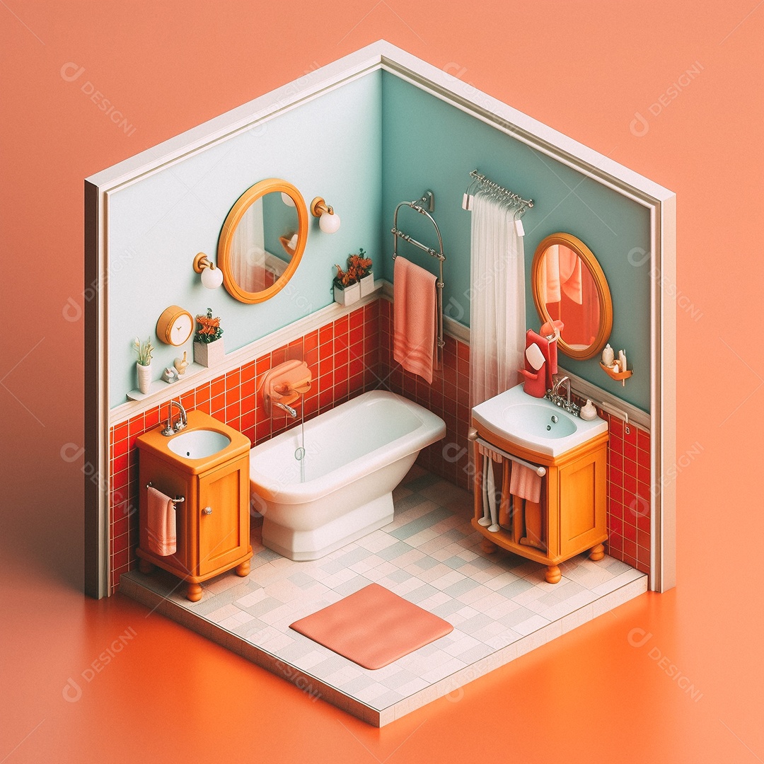Banheiro isométrico fofo Modelo 3D