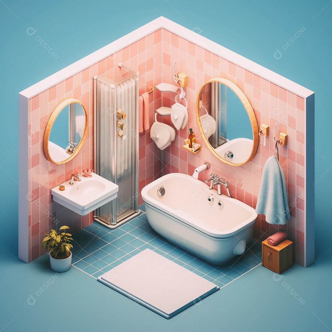 Banheiro isométrico fofo Modelo 3D