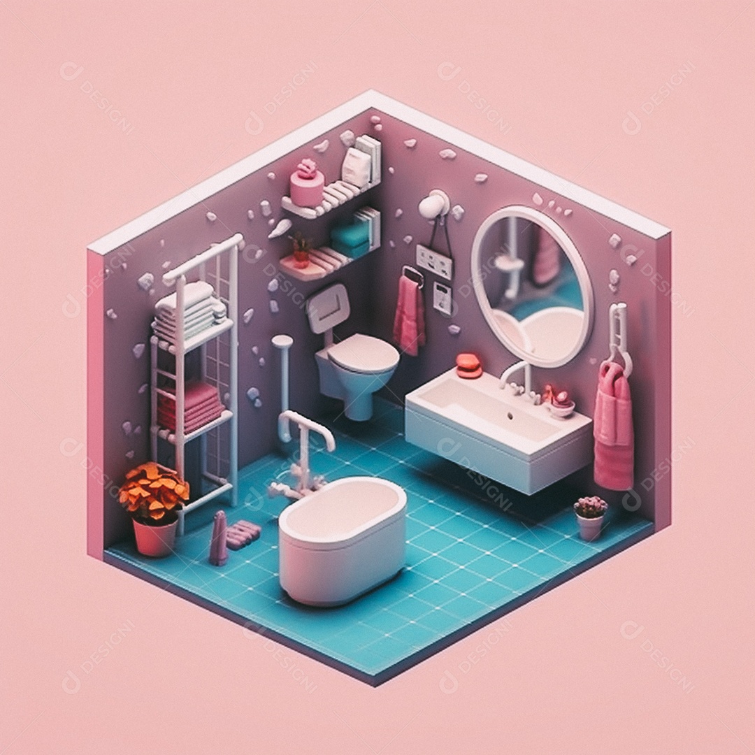 Banheiro isométrico fofo Modelo 3D
