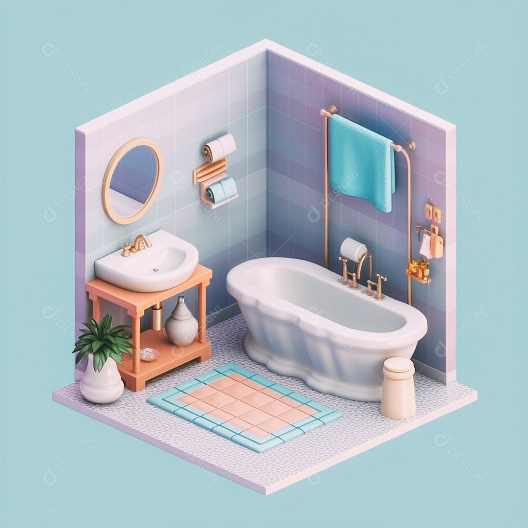 Banheiro isométrico fofo Modelo 3D