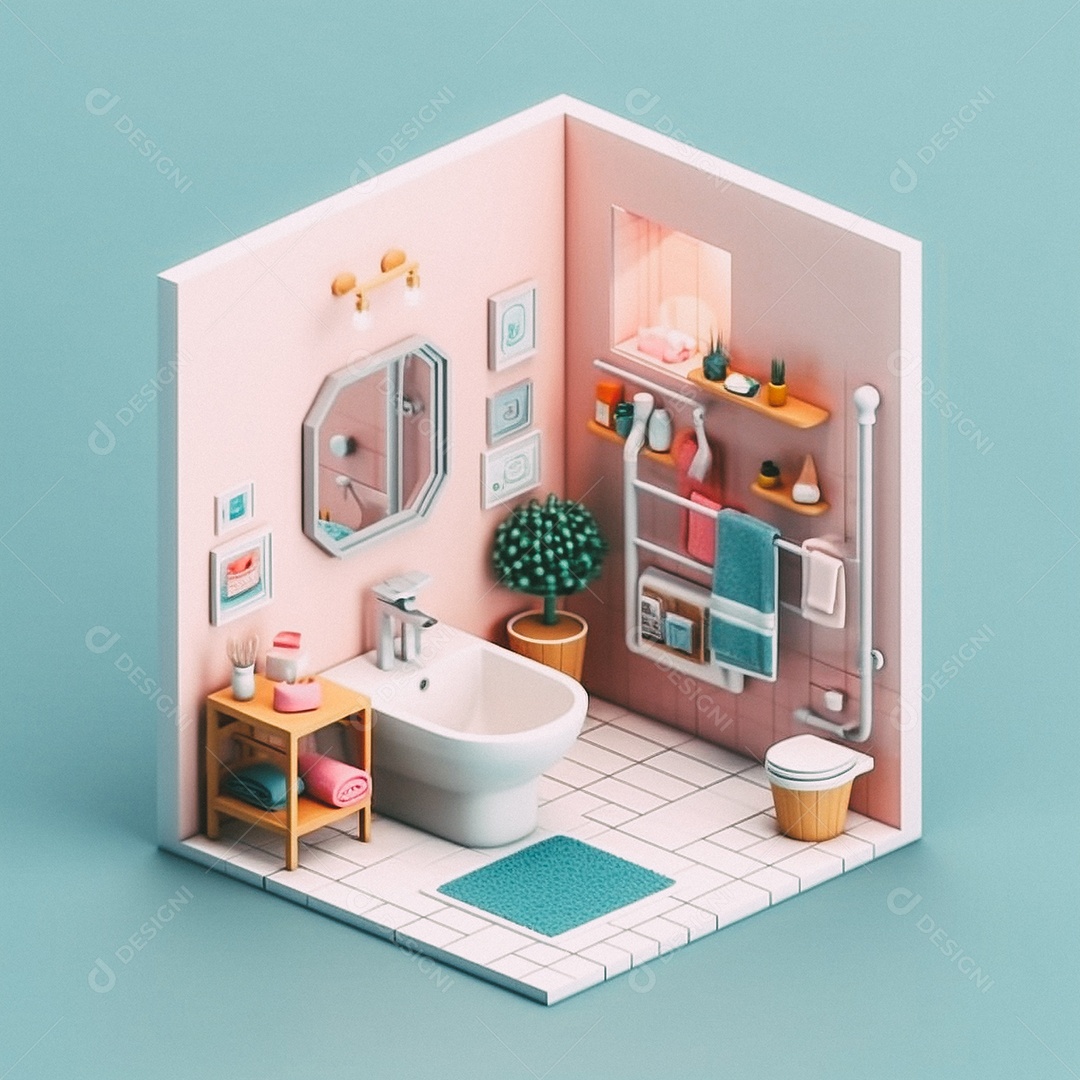Banheiro isométrico fofo Modelo 3D