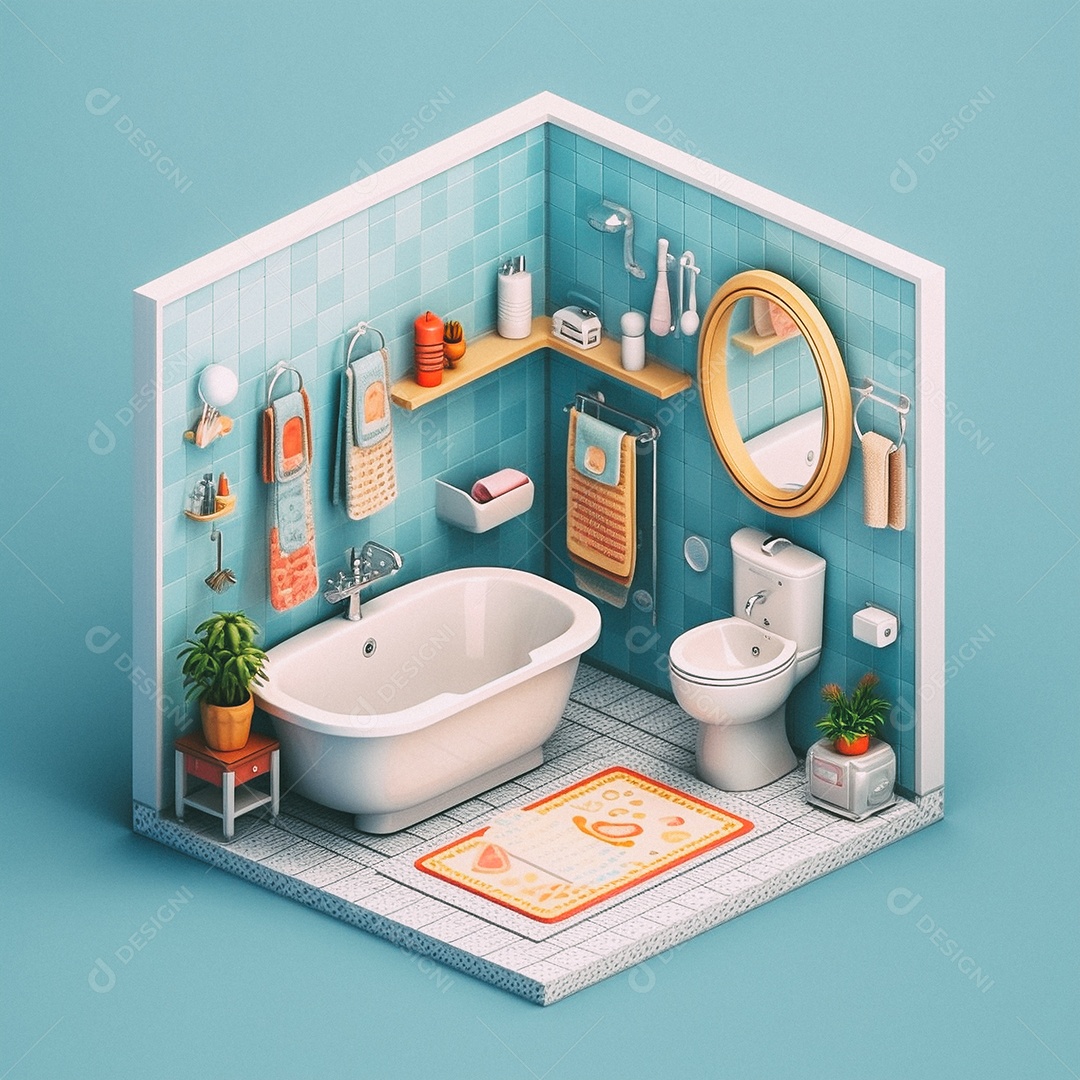 Banheiro isométrico fofo Modelo 3D