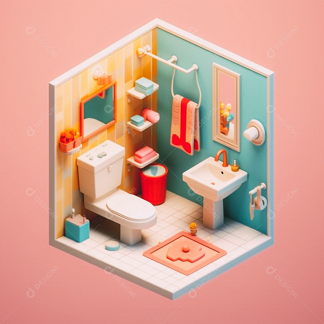 Banheiro isométrico fofo Modelo 3D