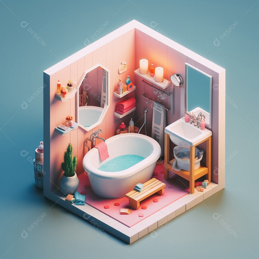 Banheiro isométrico fofo Modelo 3D