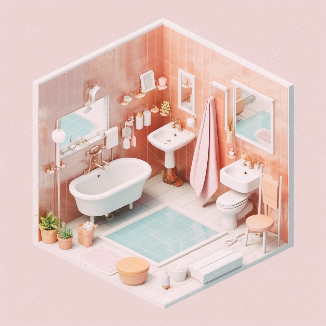 Banheiro isométrico fofo Modelo 3D