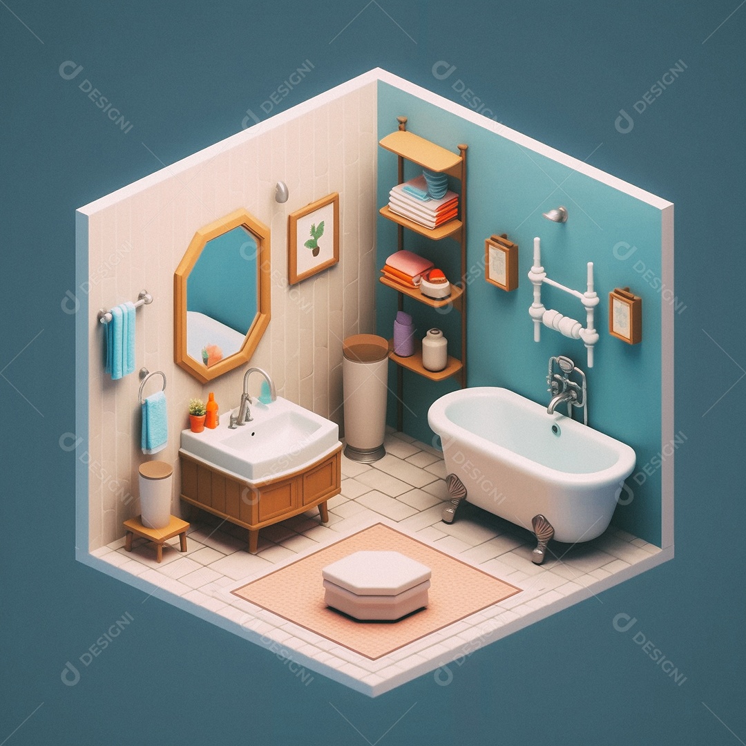 Banheiro isométrico fofo Modelo 3D