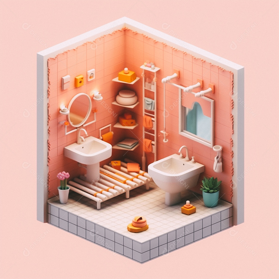 Banheiro isométrico fofo Modelo 3D