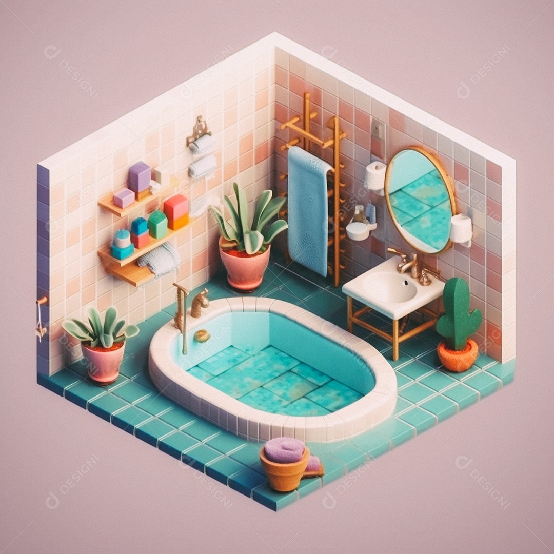 Banheiro isométrico fofo Modelo 3D