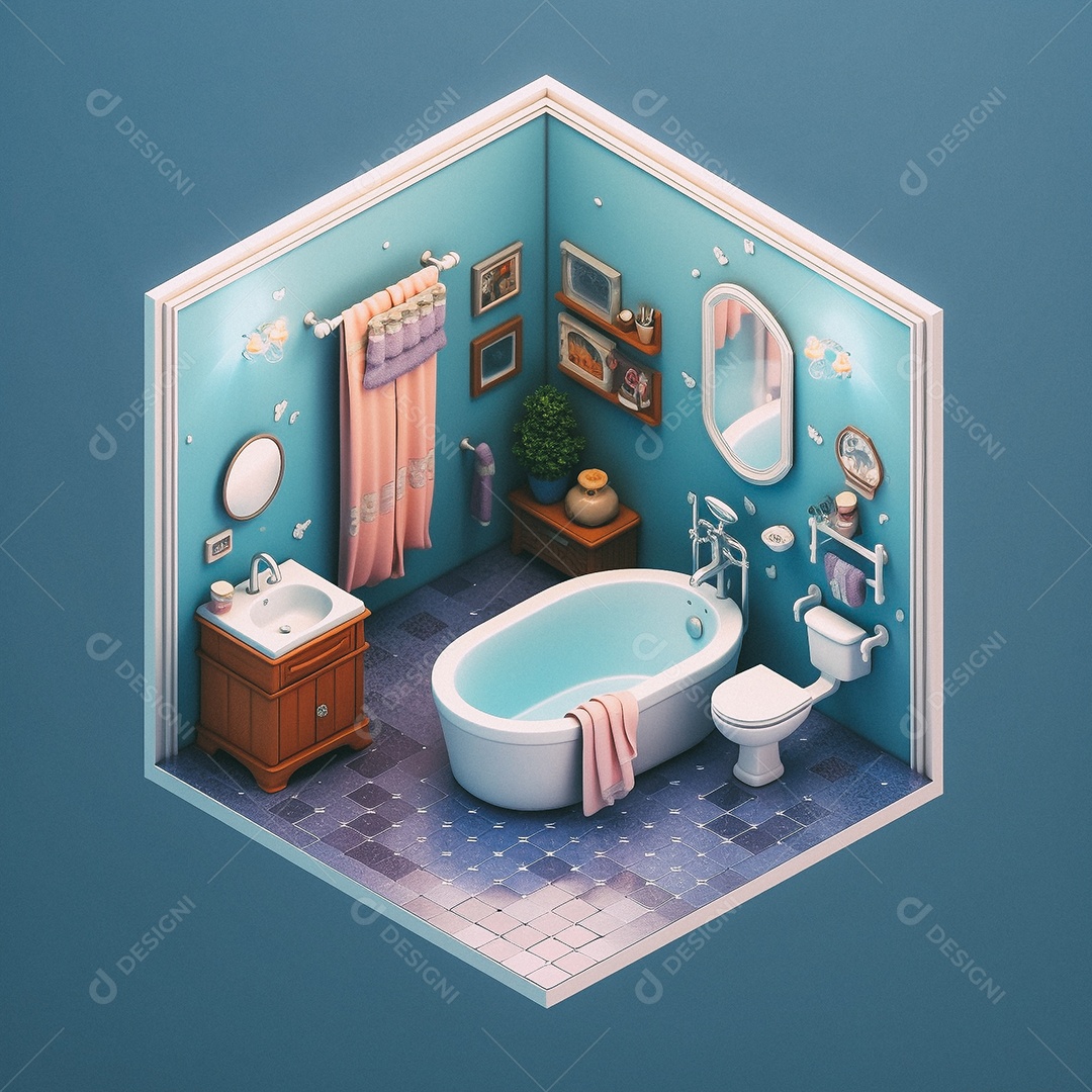 Banheiro isométrico fofo Modelo 3D